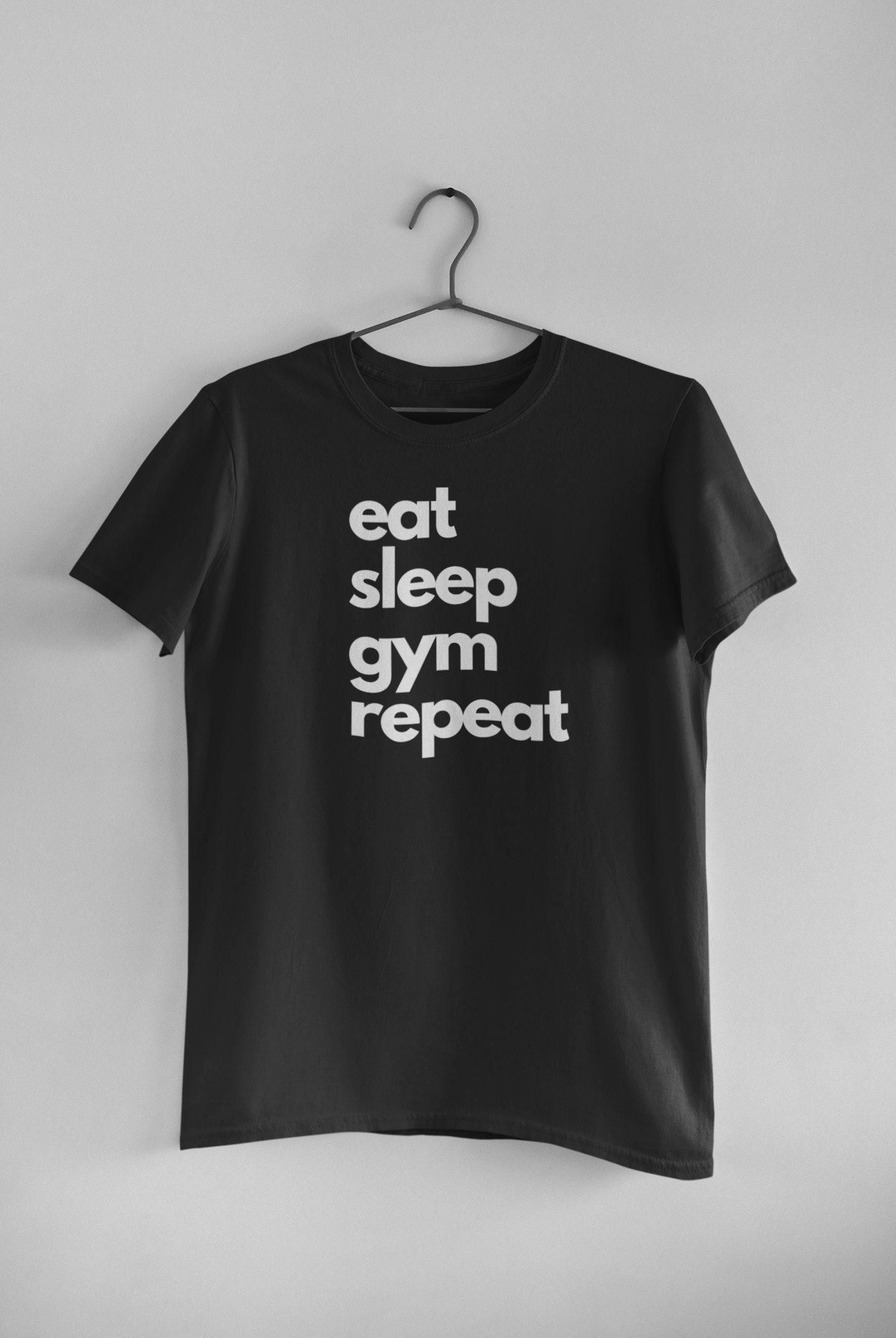 Gymtee Workout Fitness Gym Wear Unisex Black Half Sleeve Round Neck T Shirt